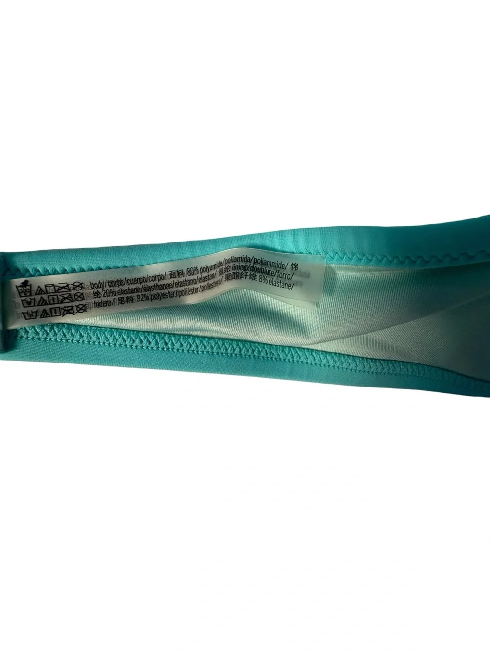 Victoria’s Secret 34D Turquoise Push Up Halter Bikini Top Ruffle Aqua Swim